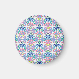 Retro Floral Series White Magnet