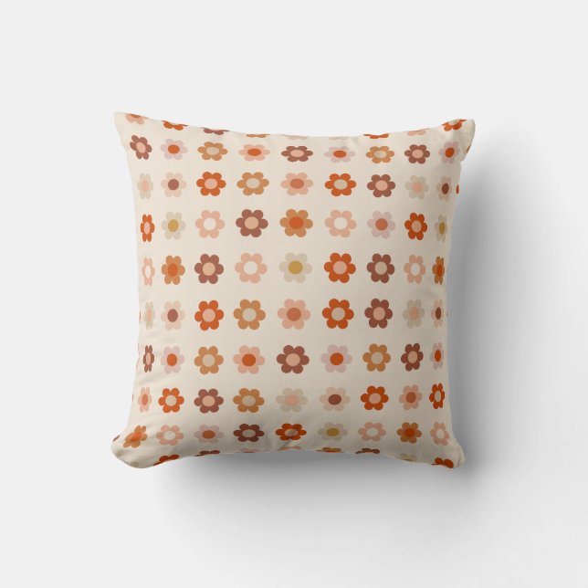 Retro Floral Terracotta Beige Kissen (Vorderseite)