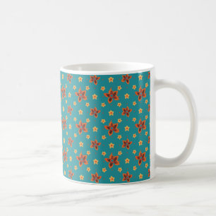 Retro Floral und Polka Dots auf der Aquamarinen Ka Kaffeetasse