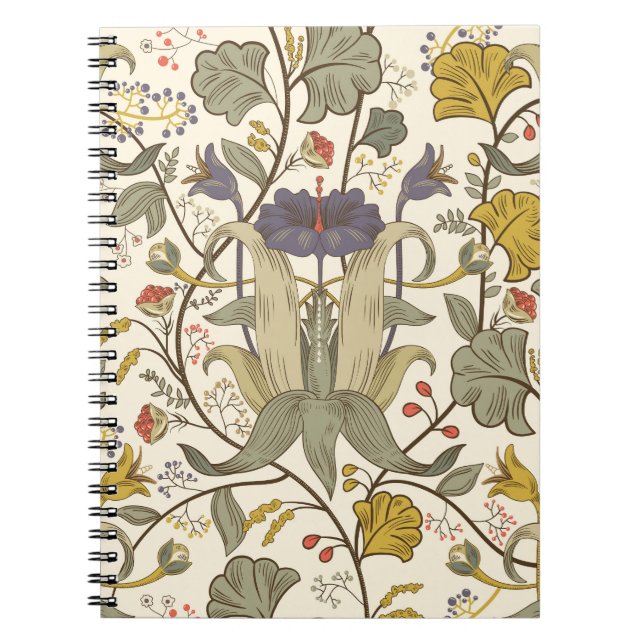 Retro floral vertikal nahtlos Design. Notizblock (Vorderseite)