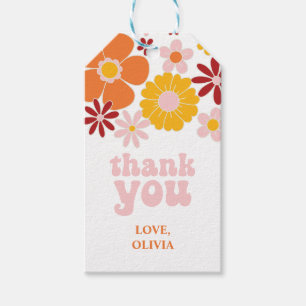 Retro Floral Vielen Dank Sticker Geschenkanhänger