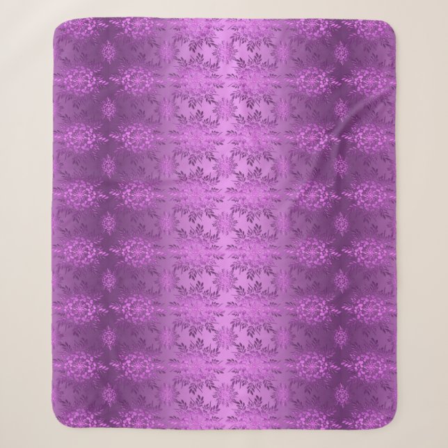 Retro Floral Violet Design Sherpadecke (Vorderseite)