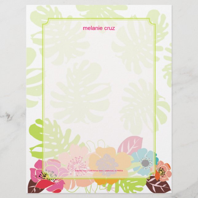 Retro Floral, wählen Sie Ihre Fav-Hintergrundfarbe Briefkopf (Vorderseite)