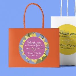 Retro Floral Wedding Vielen Dank Runder Aufkleber