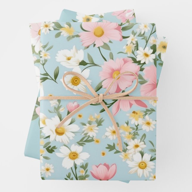 RETRO FLORAL WRAPPING PAPIER SET (Beispiel)
