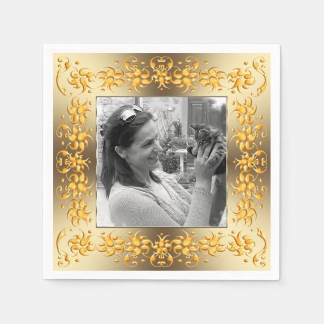 Retro florale goldene Rahmen. Serviette (Vorderseite)