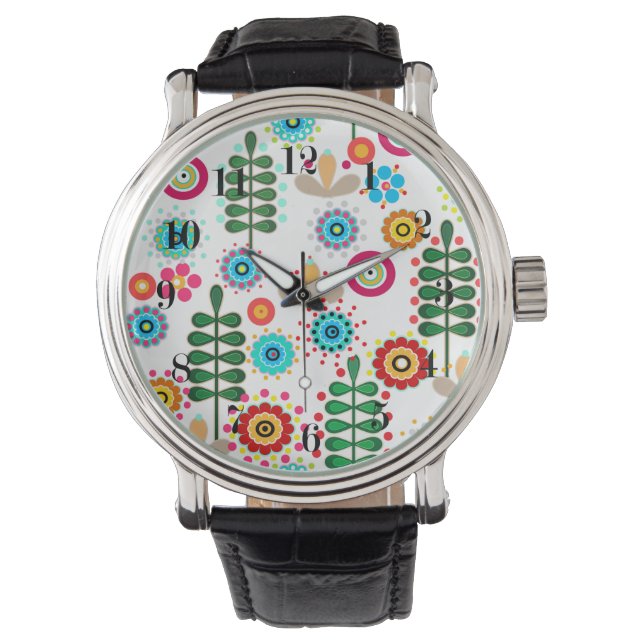 Retro, florales Retro Armbanduhr (Vorderseite)