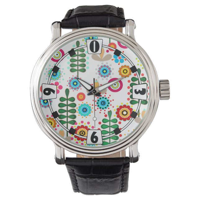Retro, florales Retro Armbanduhr (Vorderseite)