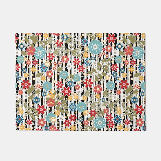 Retro, florales Retro Fußmatte (Vorderseite)