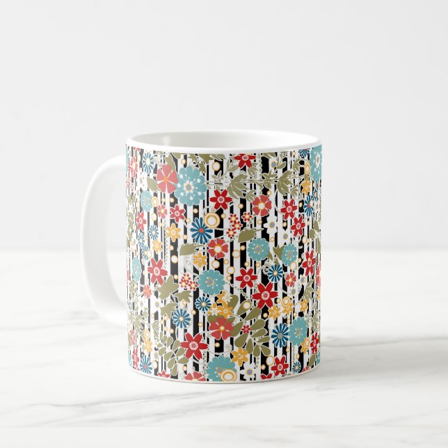 Retro, florales Retro Kaffeetasse (Vorderseite Links)