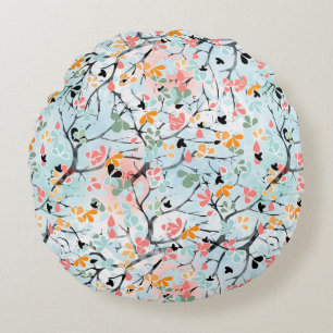 Retro, florales Retro Rundes Kissen