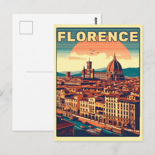 Retro Florenz, Florenz Italien Reise Geschenke Postkarte
