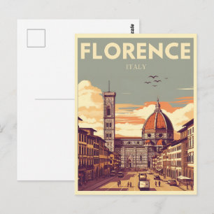 Retro Florenz, Florenz Italien Reise Geschenke Postkarte
