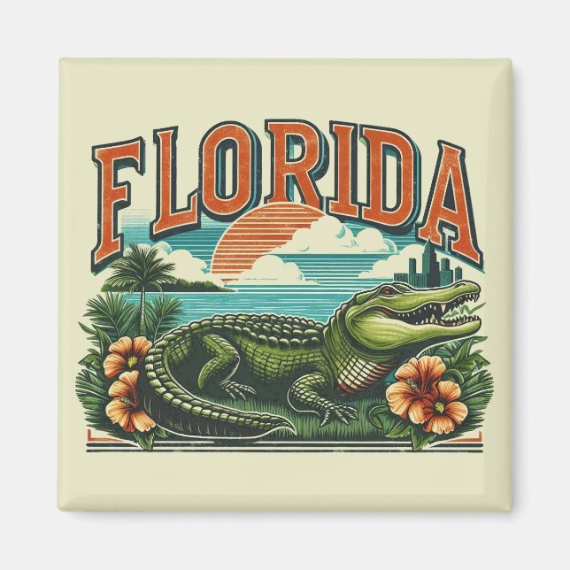 Retro Florida Alligator Magnet (Vorne)