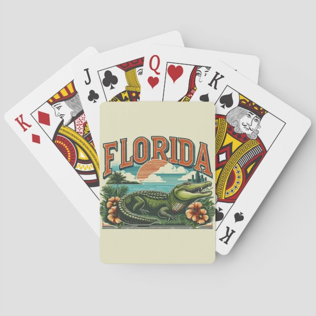Retro Florida Alligator Spielkarten (Rückseite)