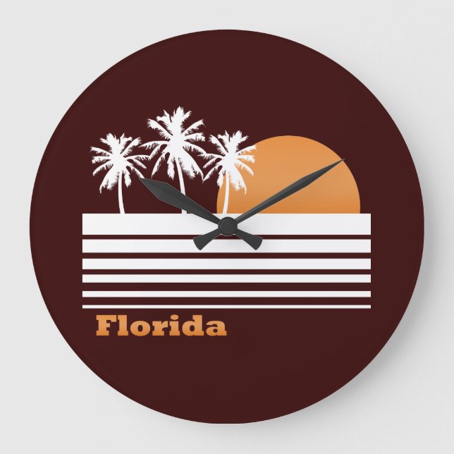 Retro Florida Große Wanduhr (Vorderseite)