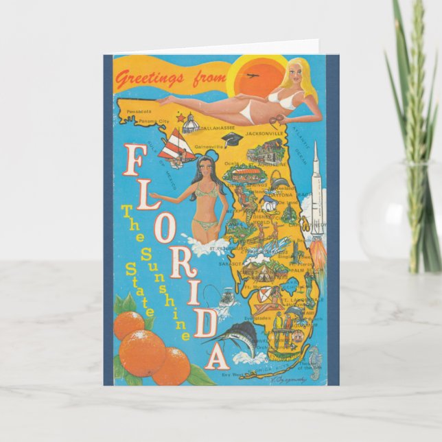 Retro Florida Grußkarte Dankeskarte (Vorderseite)