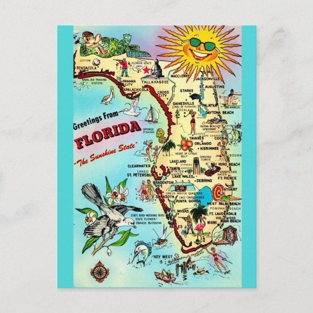 Retro Florida Postkarte (Vorderseite)