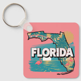 Retro Florida Silhouette Square Schlüsselanhänger