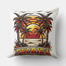 Retro Florida Sonnenuntergang mit Palmen Kissen