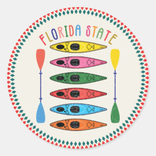 Retro Florida Staat Kayaking Runder Aufkleber