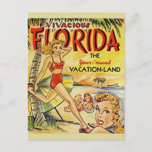 Retro Florida Urlaub Postkarte (Vorderseite)