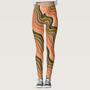 Retro-Flow-Hochwellen-Leggings Wavy Earth Tone Leggings