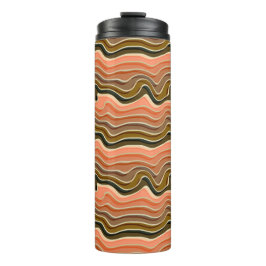 Retro Flow Wavy Lines Thermal Tumbler Thermosbecher