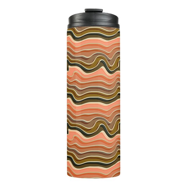 Retro Flow Wavy Lines Thermal Tumbler Thermosbecher (Vorderseite)