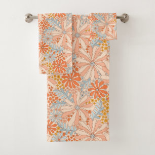 Retro Flower Garden Muster Badhandtuch Set