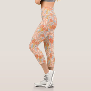 Retro Flower Garden Muster Capri Leggings
