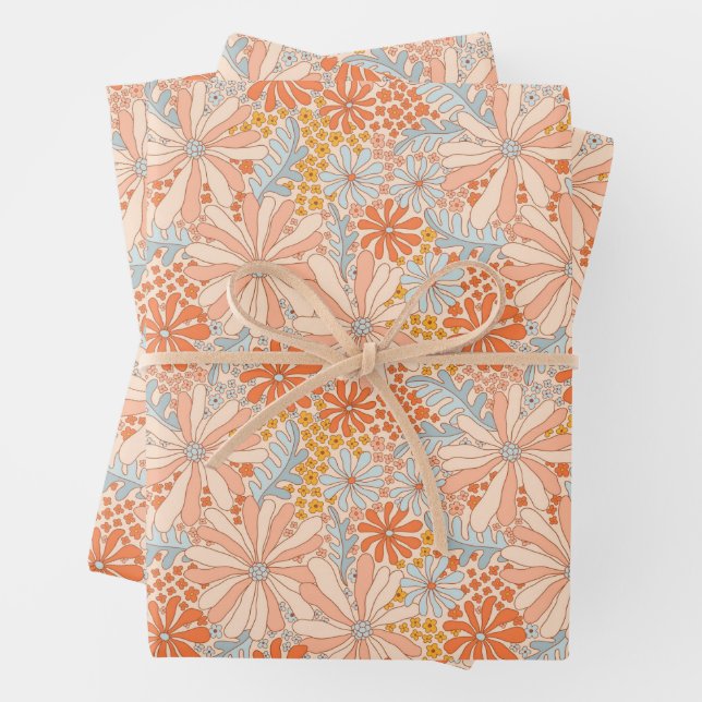 Retro Flower Garden Muster Geschenkpapier Set (Beispiel)