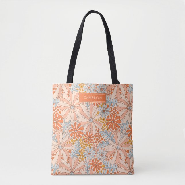Retro Flower Garden Muster Tasche (Vorderseite)
