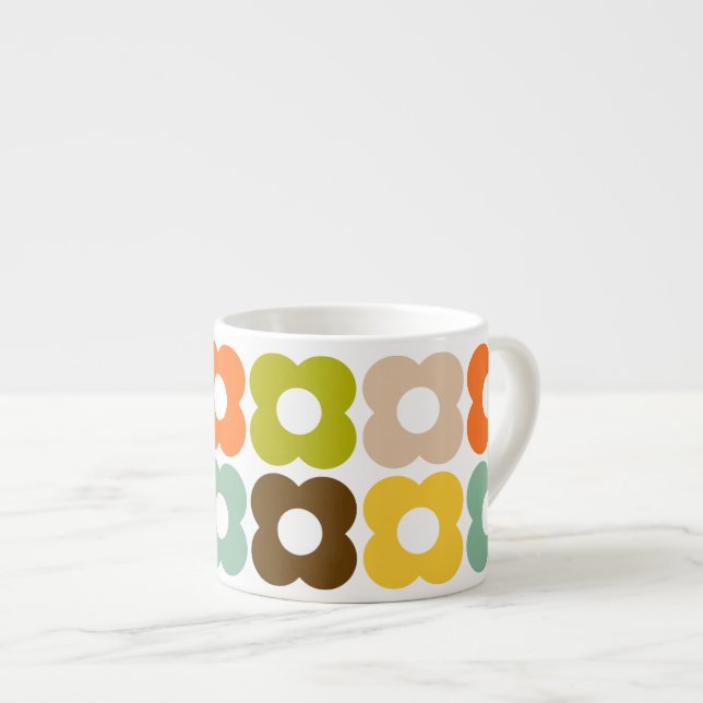 Retro Flower Modern Mid-Century Colorful Pattern  Espressotasse (Vorderseite Rechts)