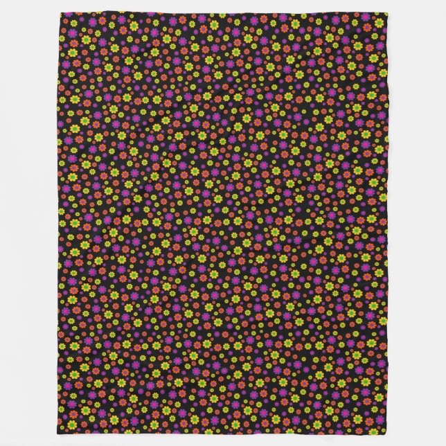 Retro Flower Power Fleecedecke (Vorderseite)