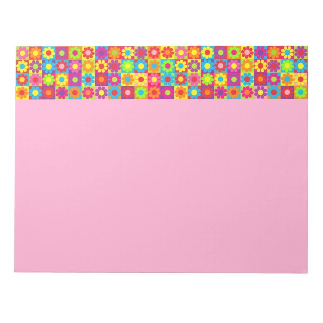 Retro Flower Power Notizblock (Vorderseite)