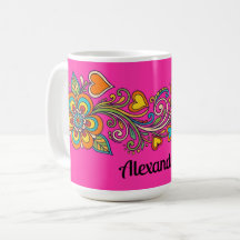 Retro Flower Power Ranken Border 18 + Ihr Text
