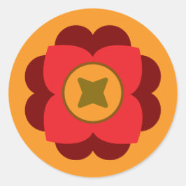 retro flower runder aufkleber