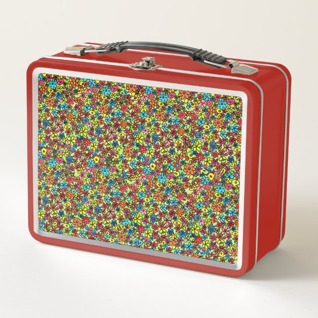 Retro flowers metall brotdose (Vorderseite)