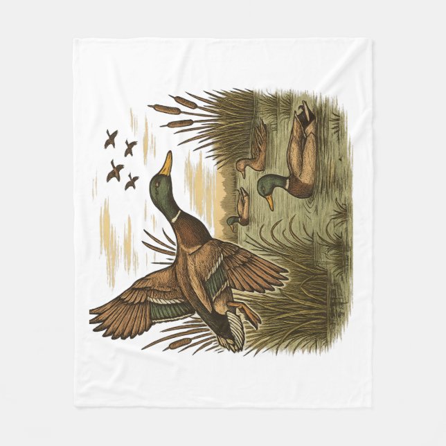 Retro-Flug-Entenjagd Fleecedecke (Vorderseite)