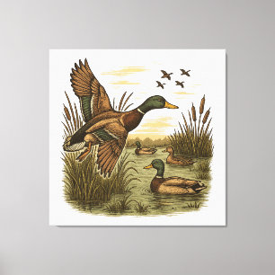 Retro-Flug-Entenjagd Leinwanddruck