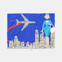 Retro Flugbegleiter-Fleece-Decke