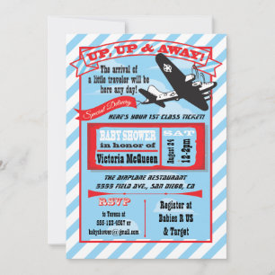 Retro Flugzeug-Babyparty mit Karteneinladung Einladung