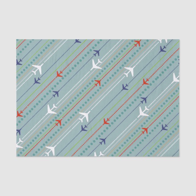 Retro Flugzeug-Muster-Seidenpapier Seidenpapier (Vorderseite)
