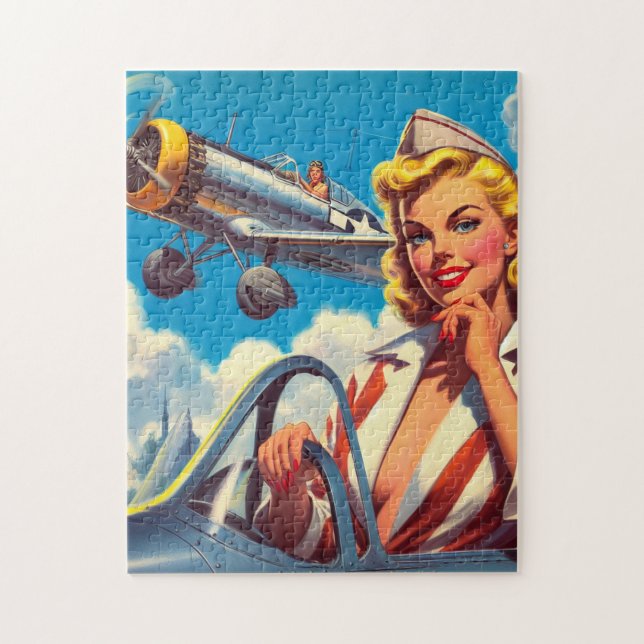 Retro-Flugzeug Pin-up (Vertikal)