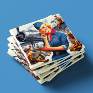 Retro-Flugzeug-Pin-up Magnet