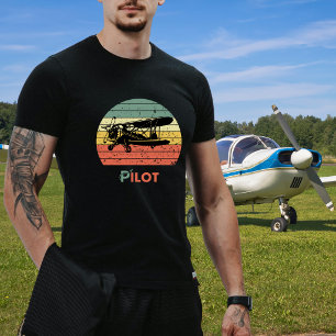 Retro Flugzeug Retro Sonnenuntergang Spaß Aviator T-Shirt