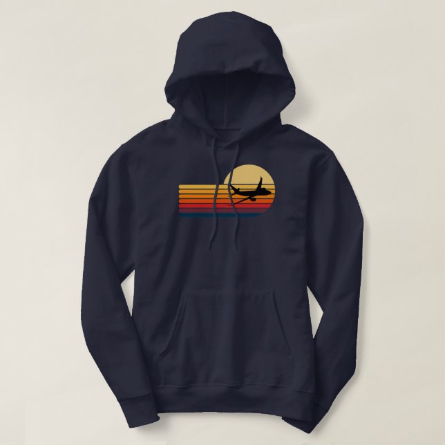 Retro Flugzeug Sunset Retro Flugzeug Flying Vintag Hoodie (Design vorne)