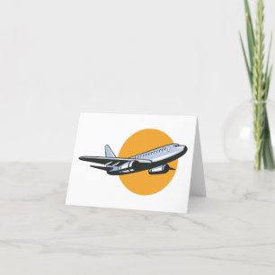 Retro Flugzeug Vintag Jet Travel Art Design Dankeskarte