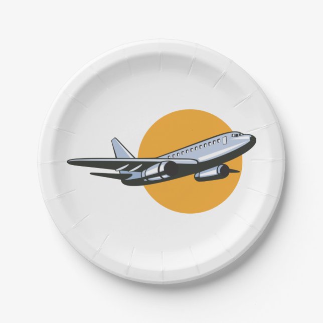 Retro Flugzeug Vintag Jet Travel Art Design Pappteller (Vorderseite)